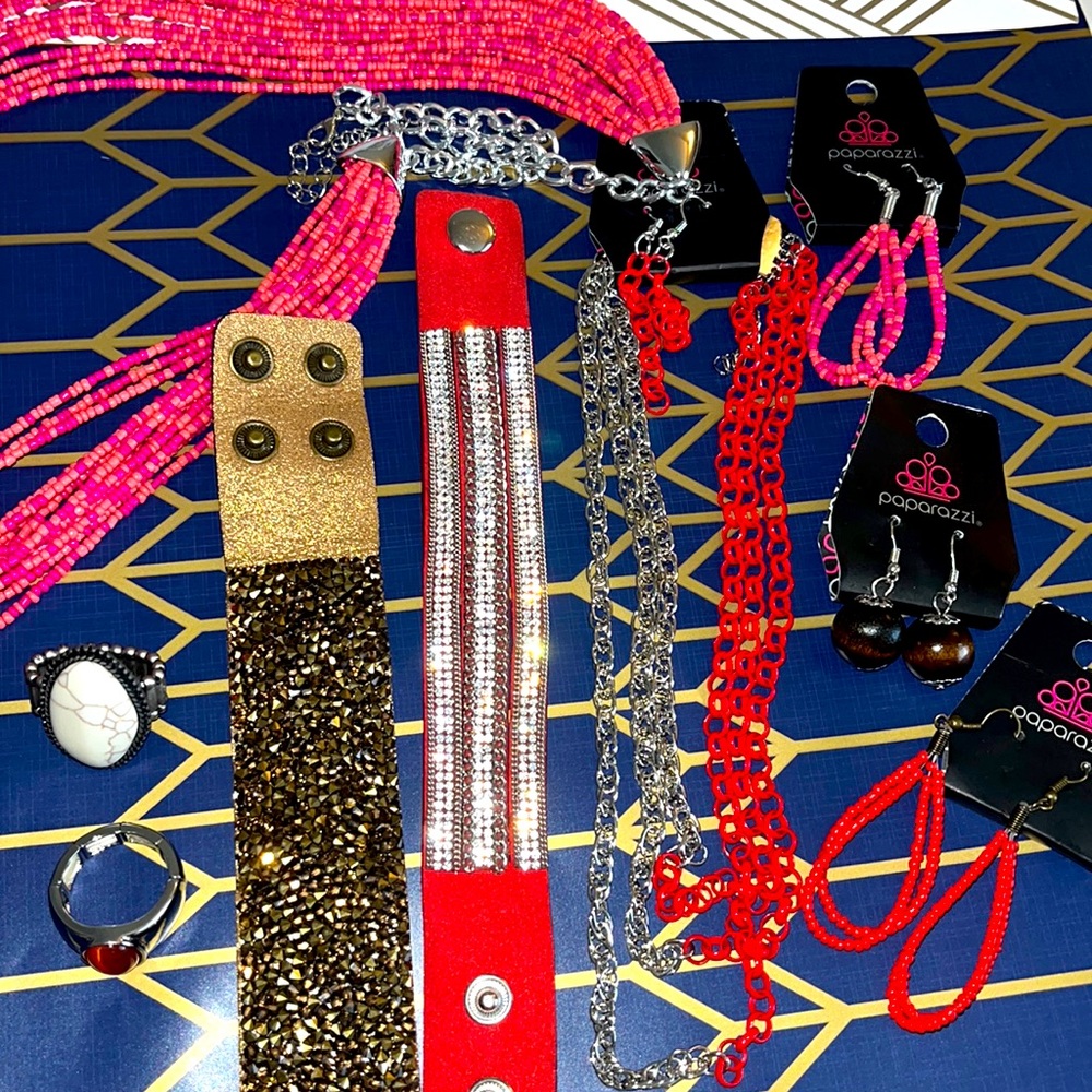 Paparazzi 9 pc Bundle (earrings, necklaces, rings, bracelets)